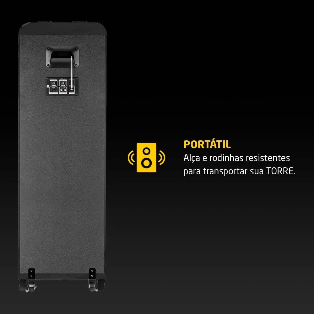 Caixa de Som Amplificada Torre de 12 Pol. 2200W com Bluetooth, Auxiliar, SD, USB, FM e LED BIVOLT Pulse - SP500
