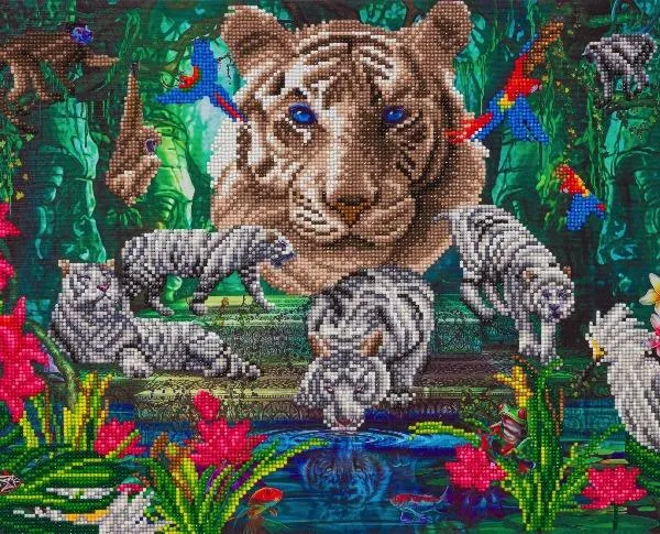 CAK-A161L: "White Tiger Temple" 40x50cm Crystal Art Kit