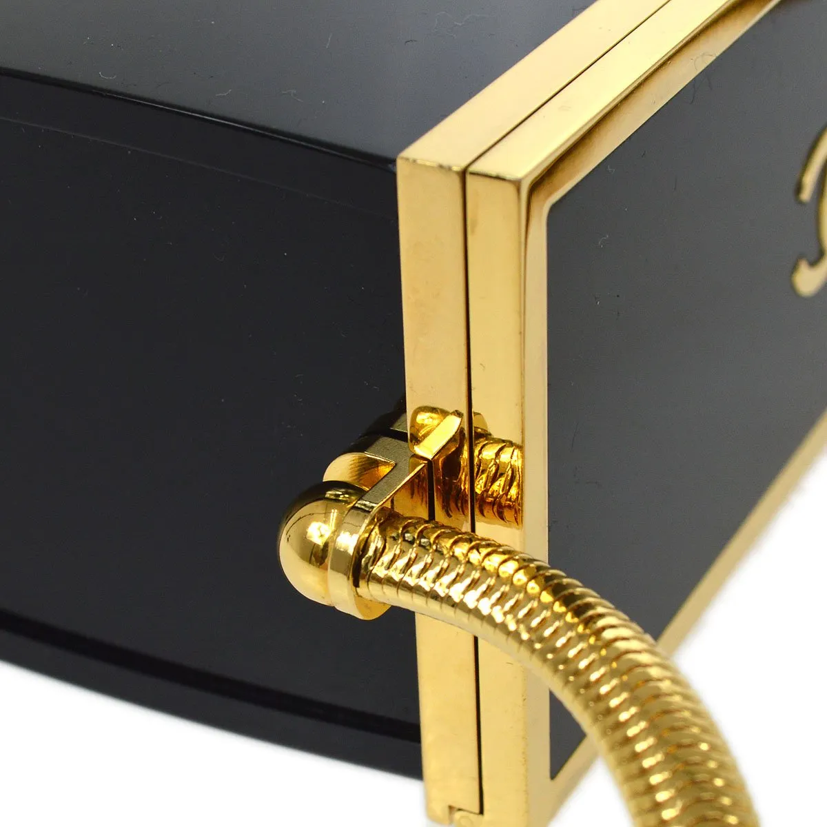 CHANEL 1997 Shoulder Bag Box Black Plastic ao33355