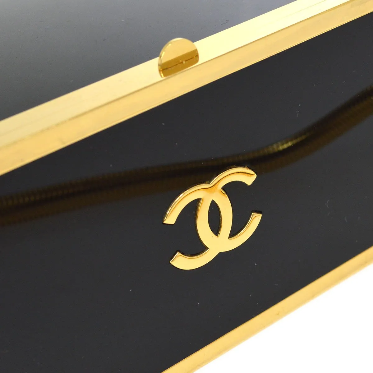 CHANEL 1997 Shoulder Bag Box Black Plastic ao33355