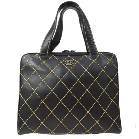 CHANEL 2000-2001 Black Calfskin Wild Stitch Handbag 33992