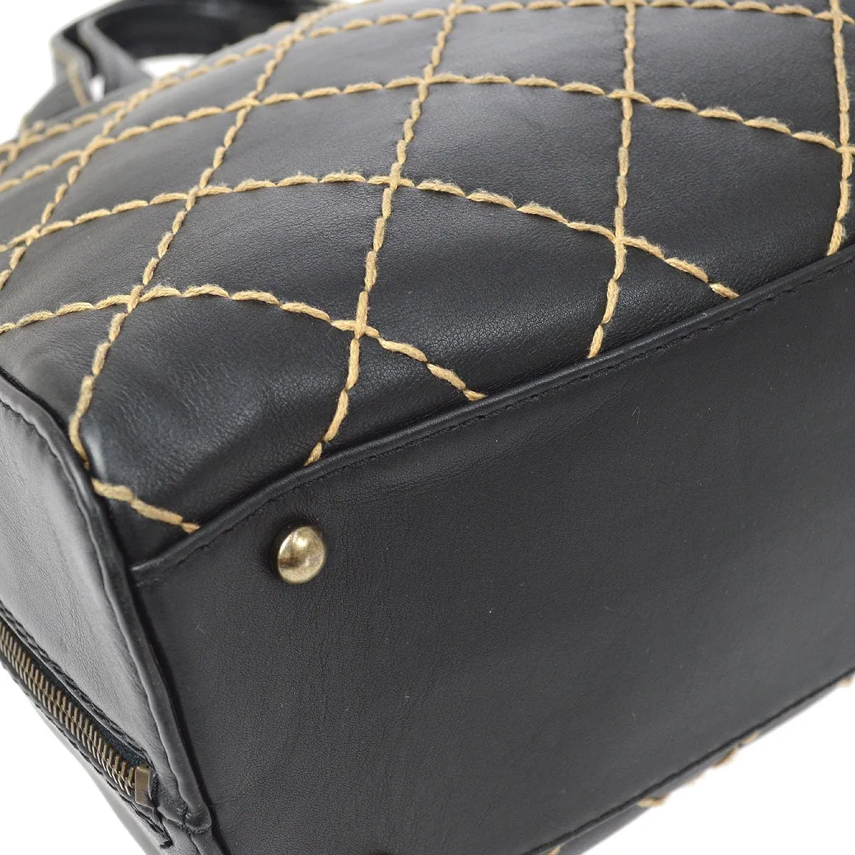 CHANEL 2000-2001 Black Calfskin Wild Stitch Handbag 33992