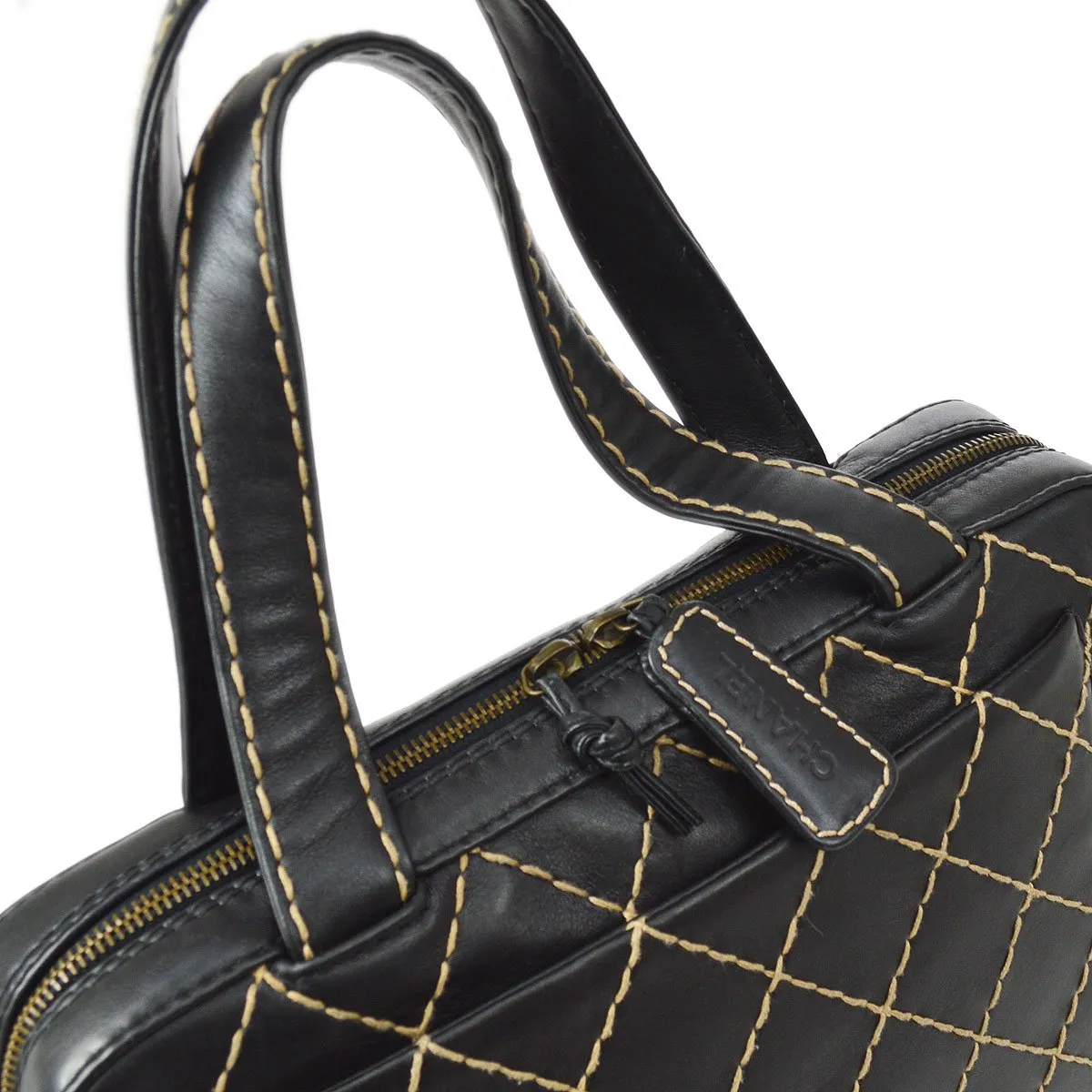 CHANEL 2000-2001 Black Calfskin Wild Stitch Handbag 33992