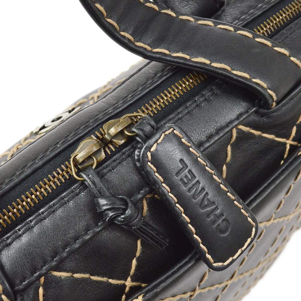 CHANEL 2000-2001 Black Calfskin Wild Stitch Handbag 33992