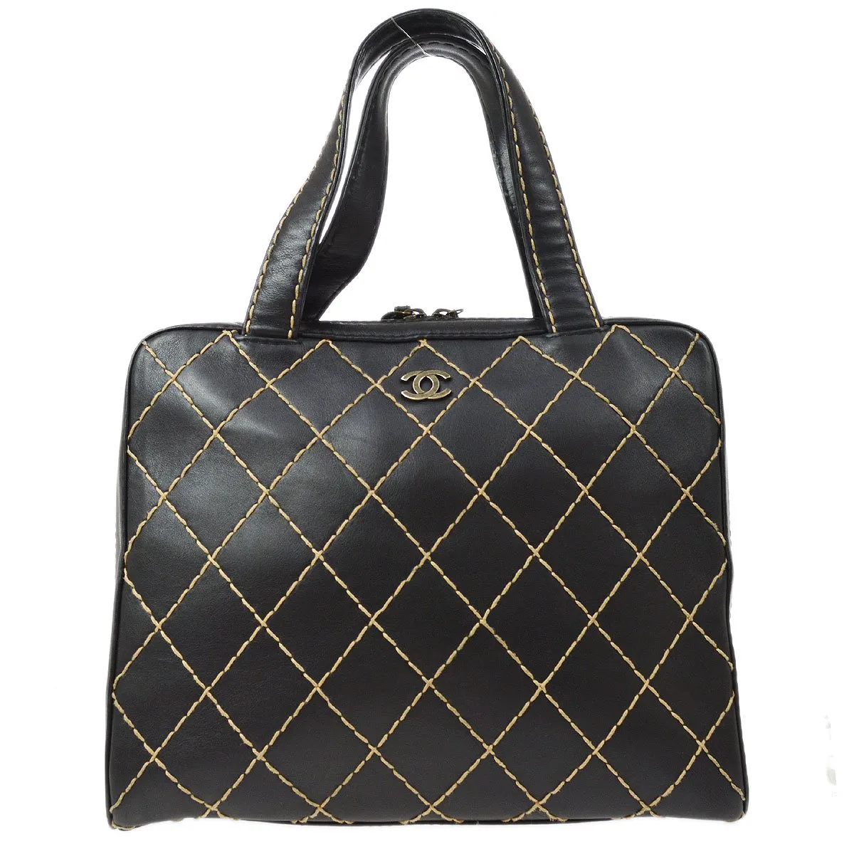CHANEL 2000-2001 Black Calfskin Wild Stitch Handbag 33992