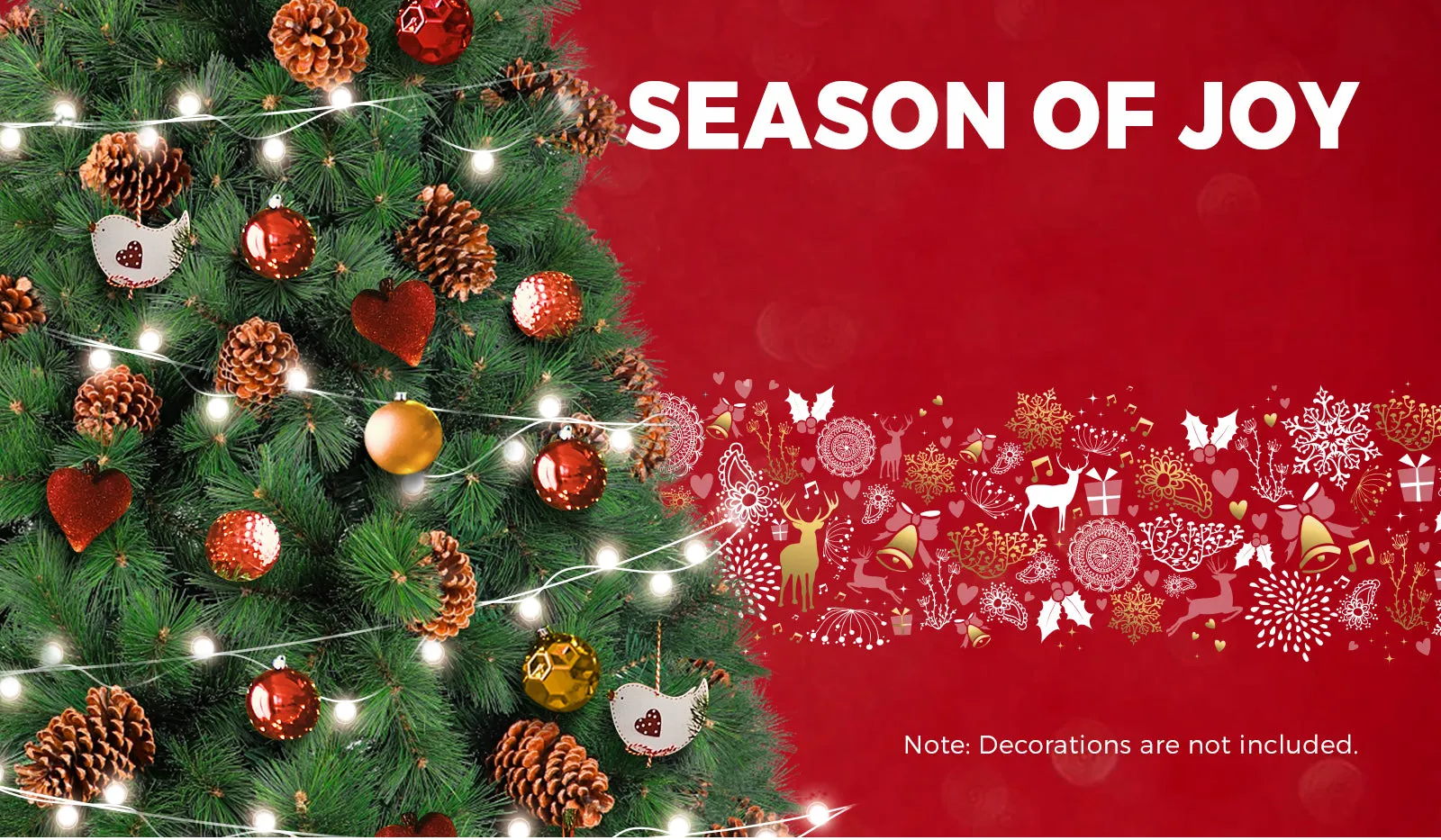 Christmas Tree Xmas Decorations Pine Cones 1.8M 6FT Home Decor Green 1100 tips