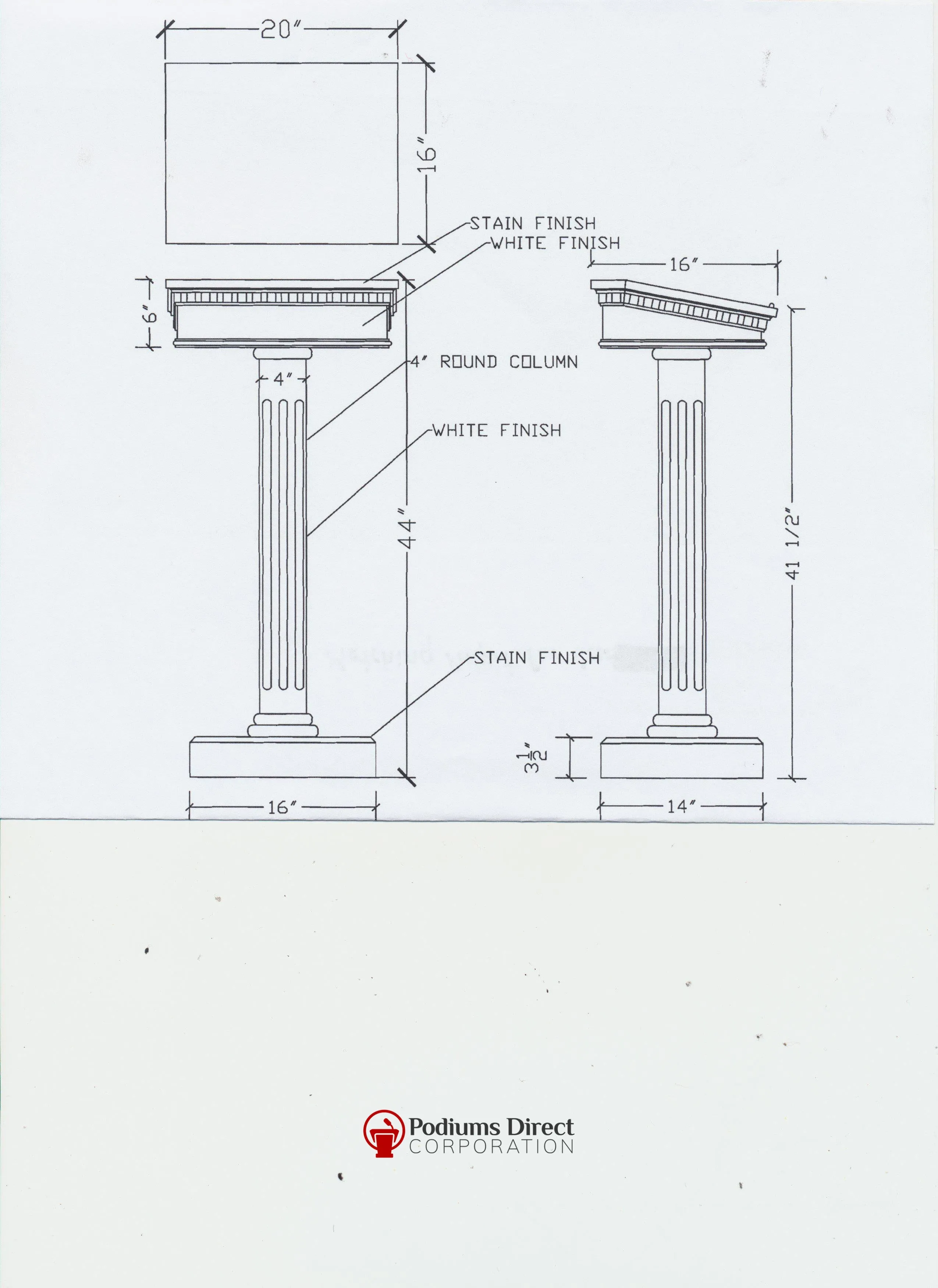 Church Wood Pulpit Custom No. 5SS Speaker Stand - FREE SHIPPING!