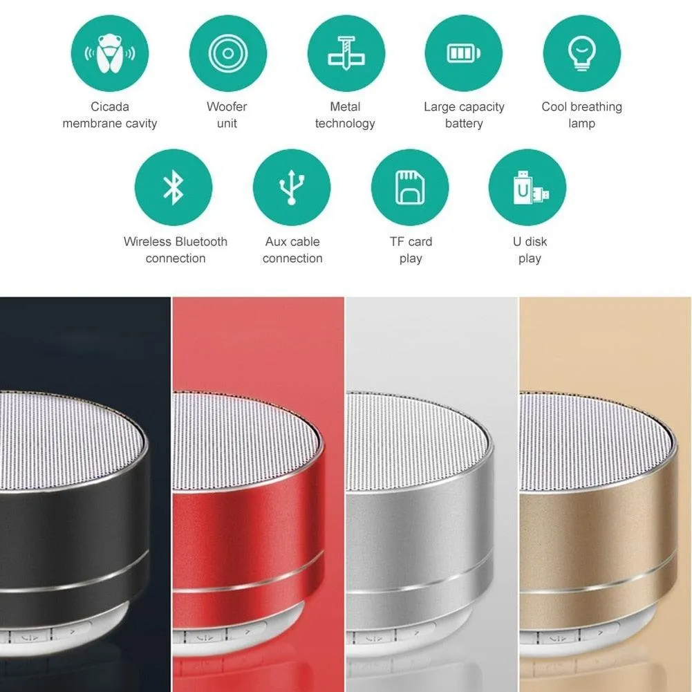 Compact Steel Gun Mini Bluetooth Speaker - Powerful Portable Subwoofer with Wireless Audio and Hands-Free Calling