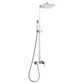 Cube Chrome Thermostatic Shower Column w/ Diverter and Shower Head