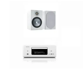 Denon CEOL RCD-N12 DAB  Hi-Fi System & Monitor Audio Bronze 50 Speakers Pair White