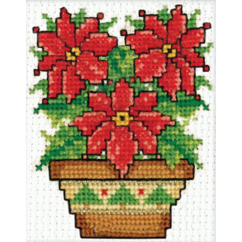 Design Works Ornament Counted Cross Stitch Kit 2 inch X3 inch - Poinsettias