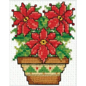 Design Works Ornament Counted Cross Stitch Kit 2 inch X3 inch - Poinsettias