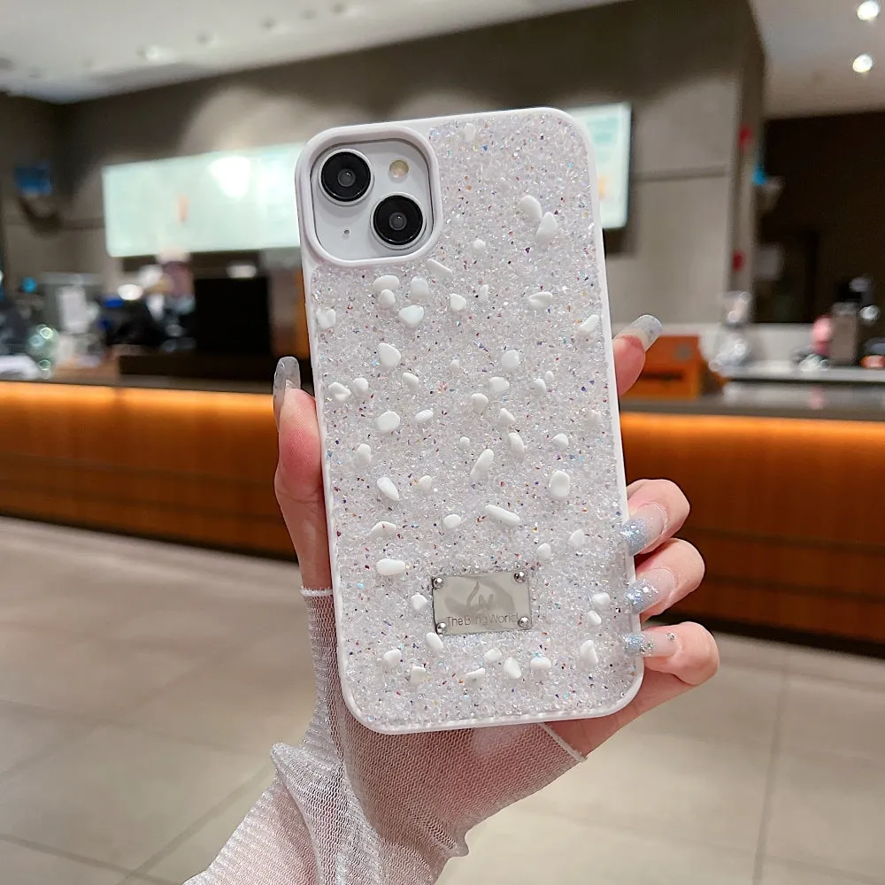 Diamond Studded Pattern Glittery Phone Case - iPhone 14 Plus