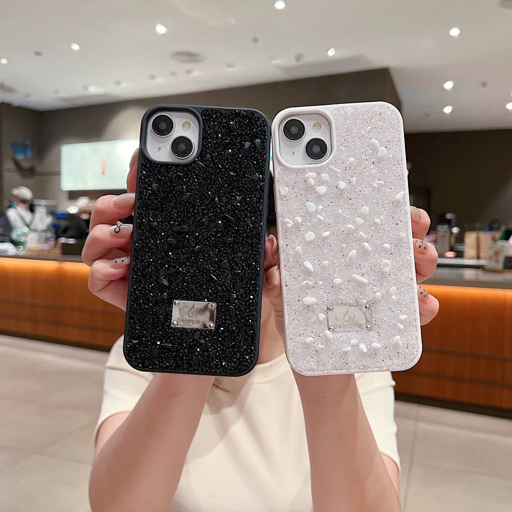 Diamond Studded Pattern Glittery Phone Case - iPhone 14 Plus