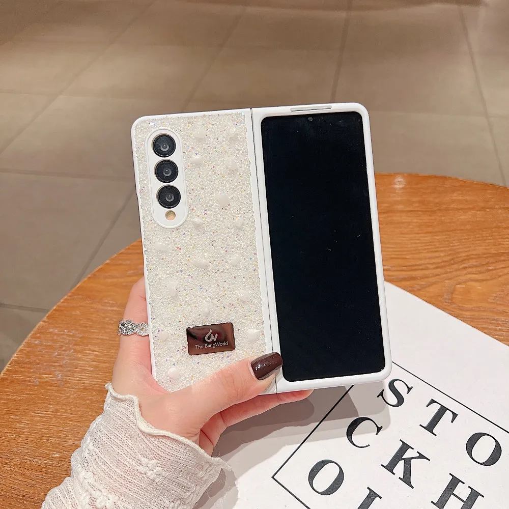 Diamond Studded Pattern Glittery Phone Case - Samsung Z Fold 4