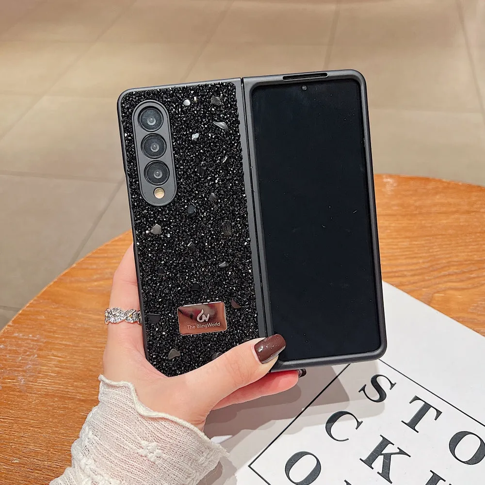 Diamond Studded Pattern Glittery Phone Case - Samsung Z Fold 4