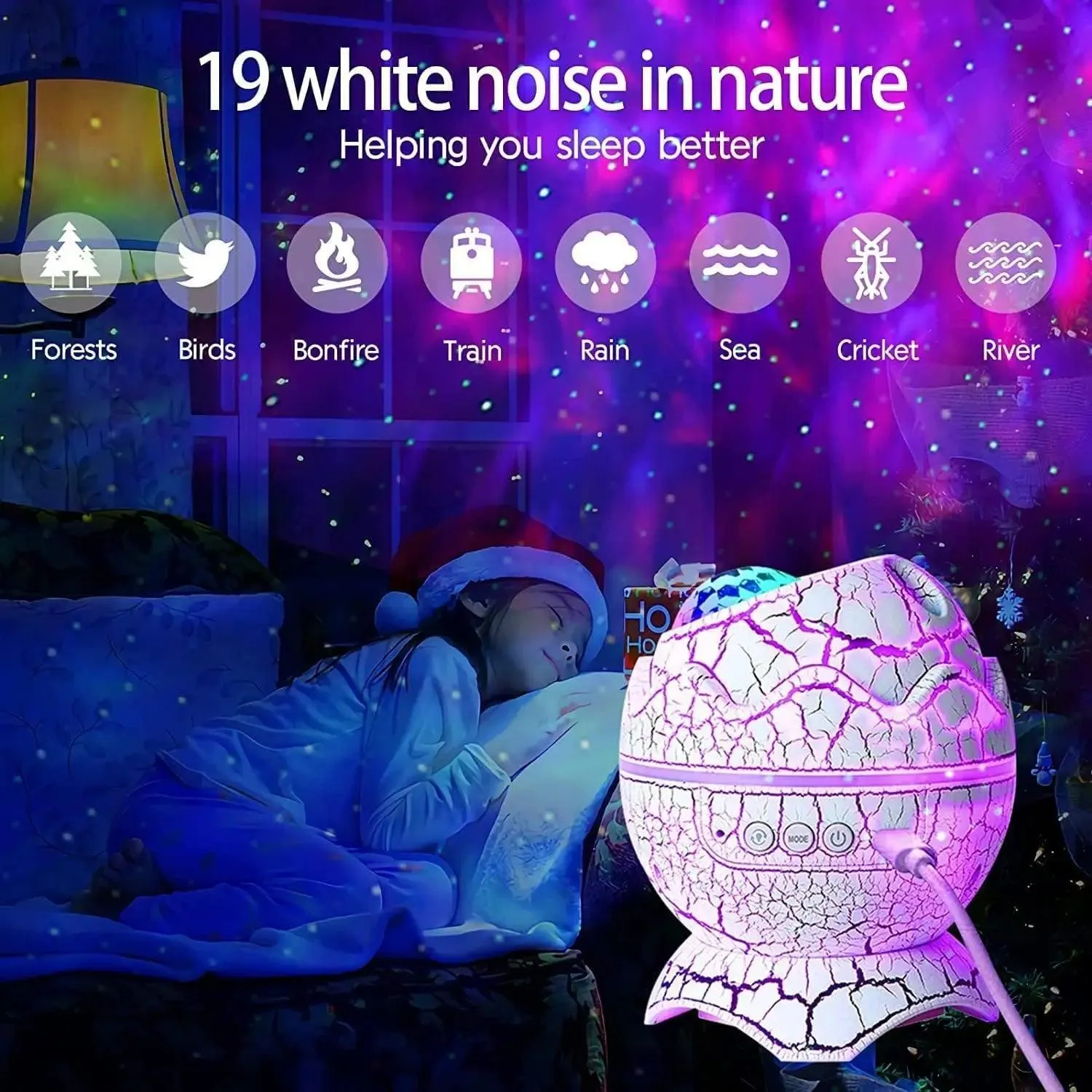 Dino Egg Galaxy LED Nebula Projector: Cosmic Experience for Relaxation and Sleep