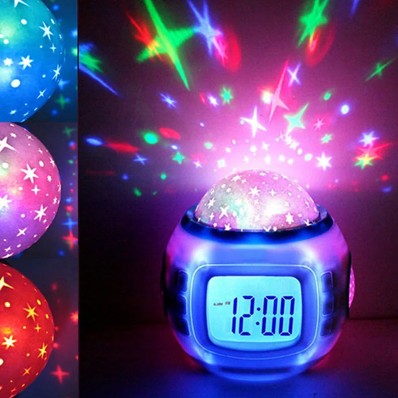 Dream Music Starry Sky Projection Alarm Clock Birthday Gift Internet-Famous Toys Children Sleep Alarm Clock Small Night Lights