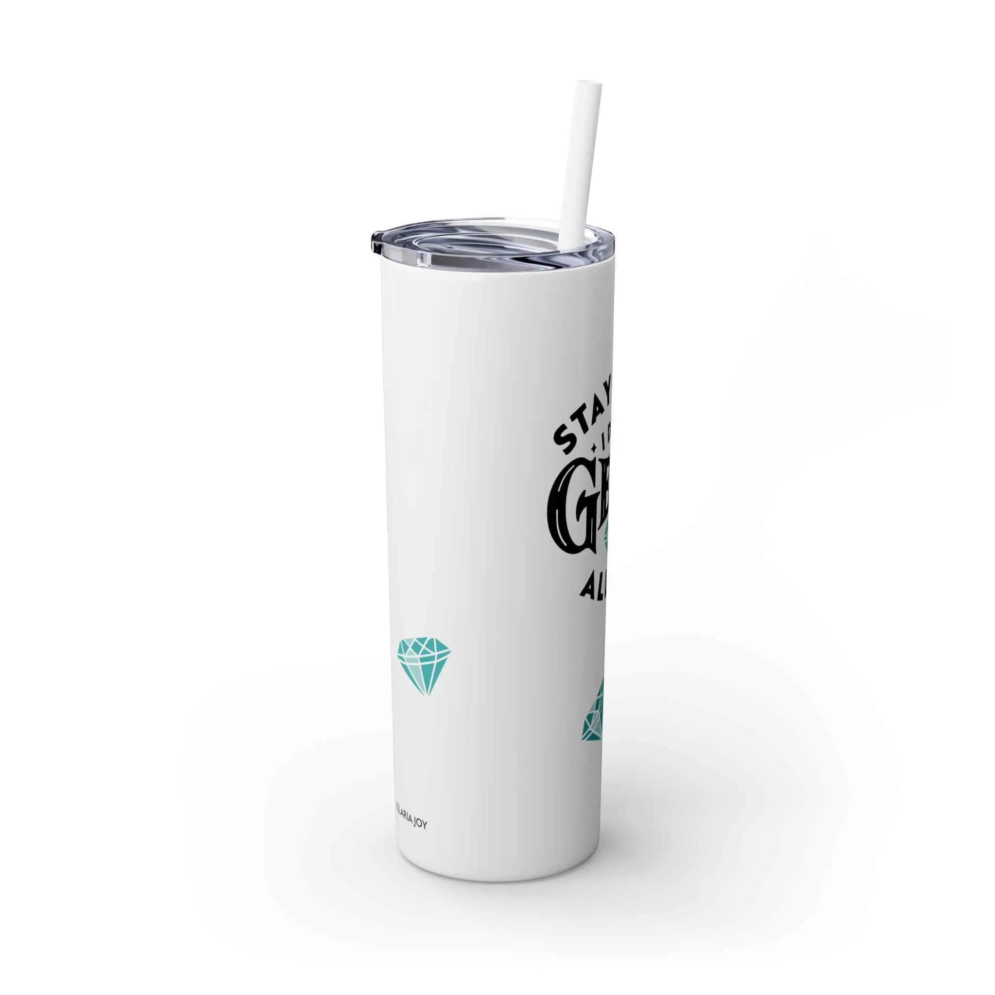 Dropping Gems Skinny Tumbler with Straw, 20oz