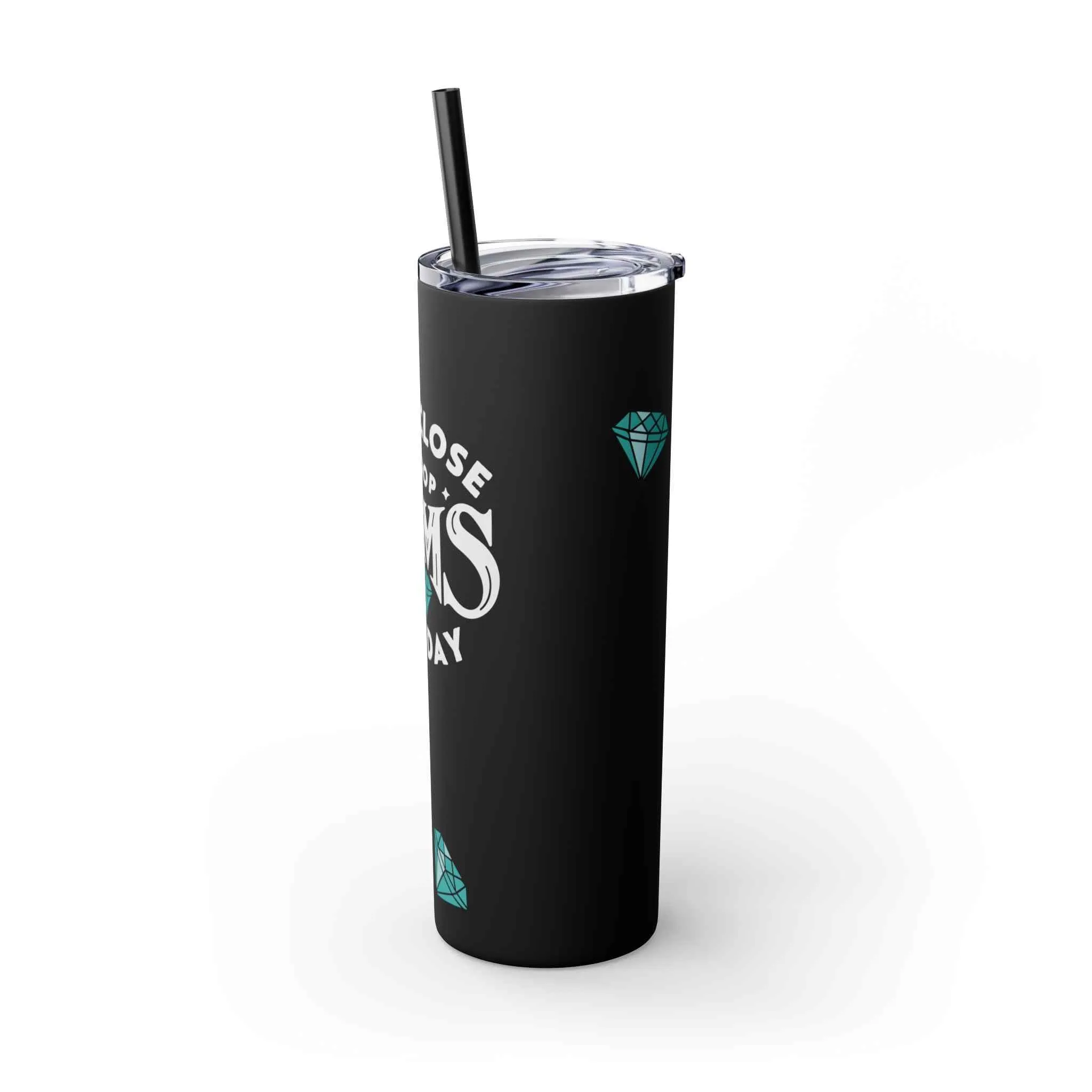 Dropping Gems Skinny Tumbler with Straw, 20oz