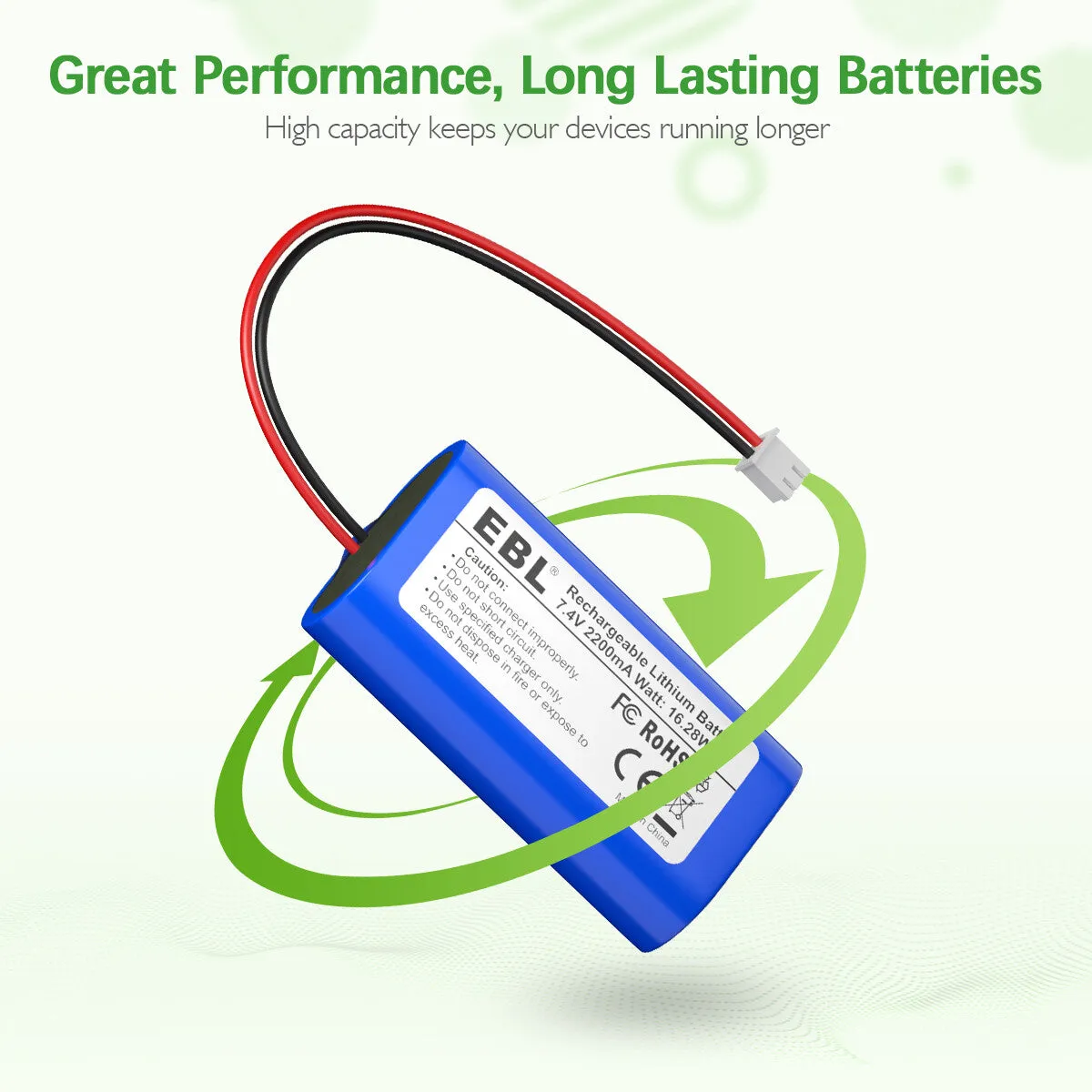 EBL 7.4V 2200mAh Lithium Rechargeable Battery for Electronics Toys