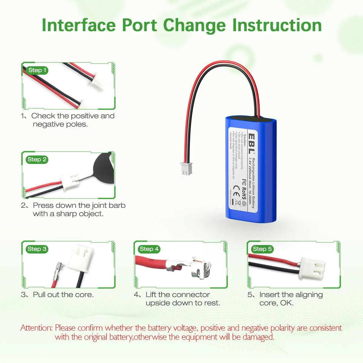 EBL 7.4V 2200mAh Lithium Rechargeable Battery for Electronics Toys