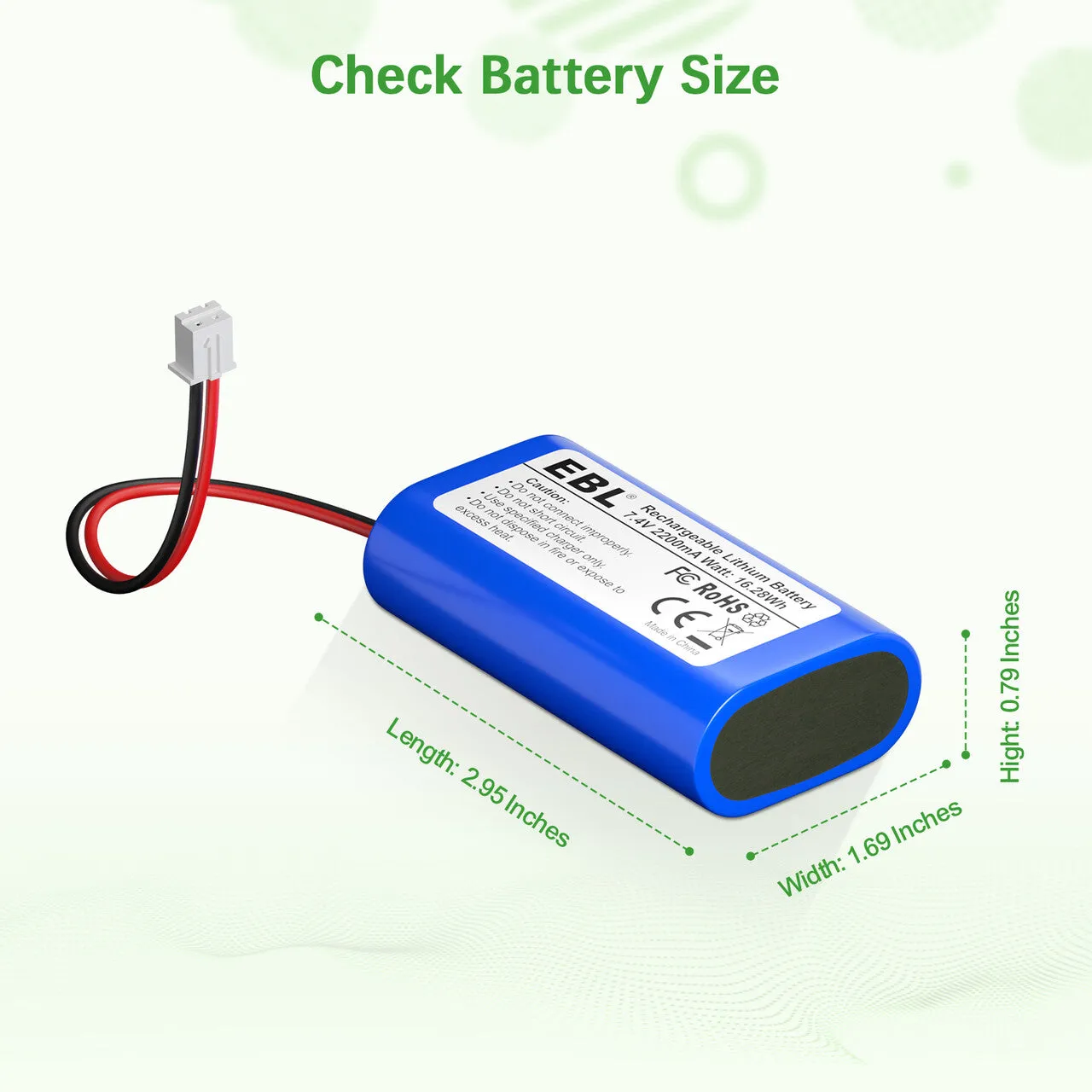 EBL 7.4V 2200mAh Lithium Rechargeable Battery for Electronics Toys