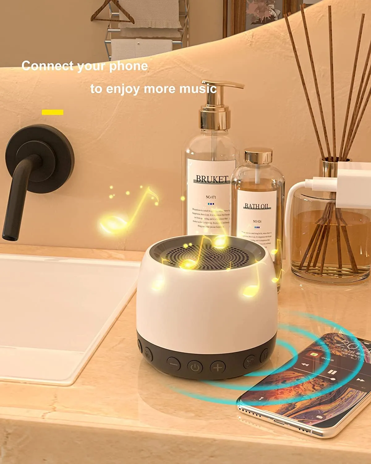 Elesories White Noise Machine, Sound Machine With13 Non Looping Natural Soothing Sounds for Adults Baby Sleeping, Also Be Used as a Multifunctional Speaker for Home, Office Privacy | Nursery | Travel