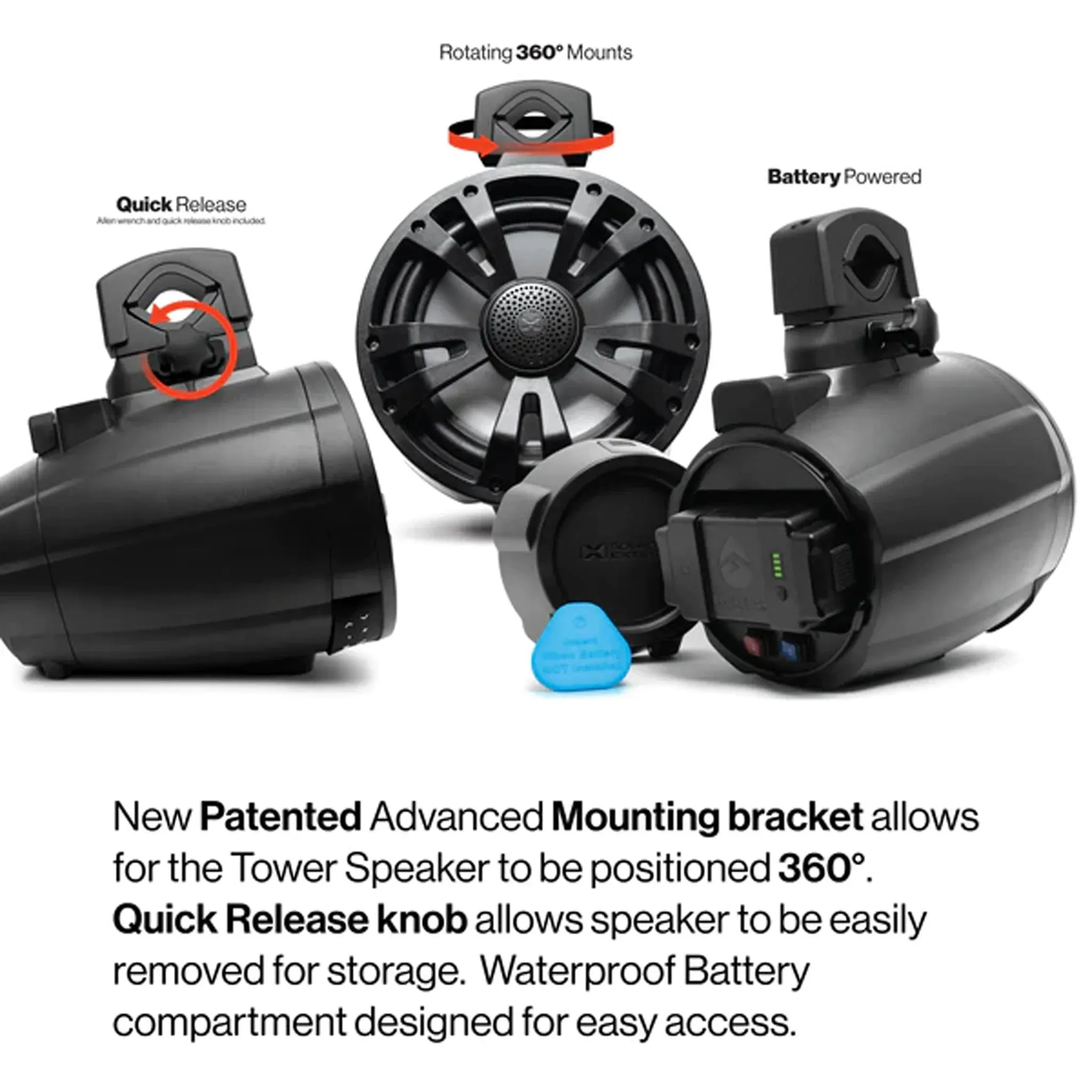 ExtremeTower Speakers TB8 - 1 Battery Powered Bluetooth Amplified Tower Speakers  1 Passive Speaker 2pcs set