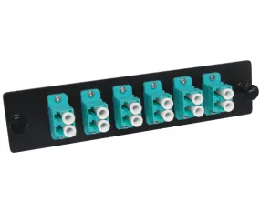 Fiber Adapter Panel, 10 Gig OM3/OM4 Multimode, 6 LC Duplex Couplers with Flanges
