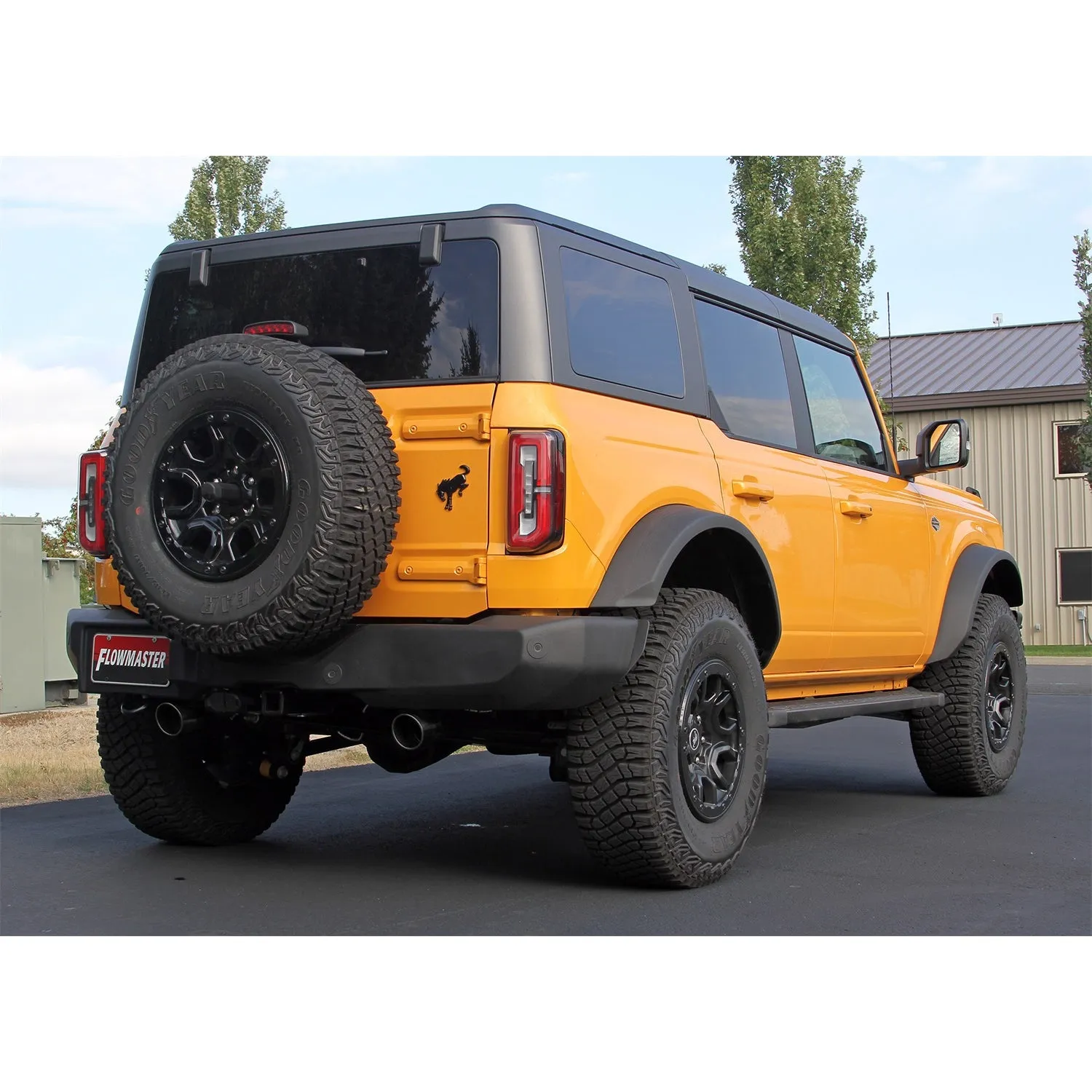 Flowmaster Outlaw Cat-Back Exhaust System - 3 in Diameter - Dual Rear Exit - 4 in Black Chrome Tips - Ford EcoBoost - Ford Midsize SUV 2021-22
