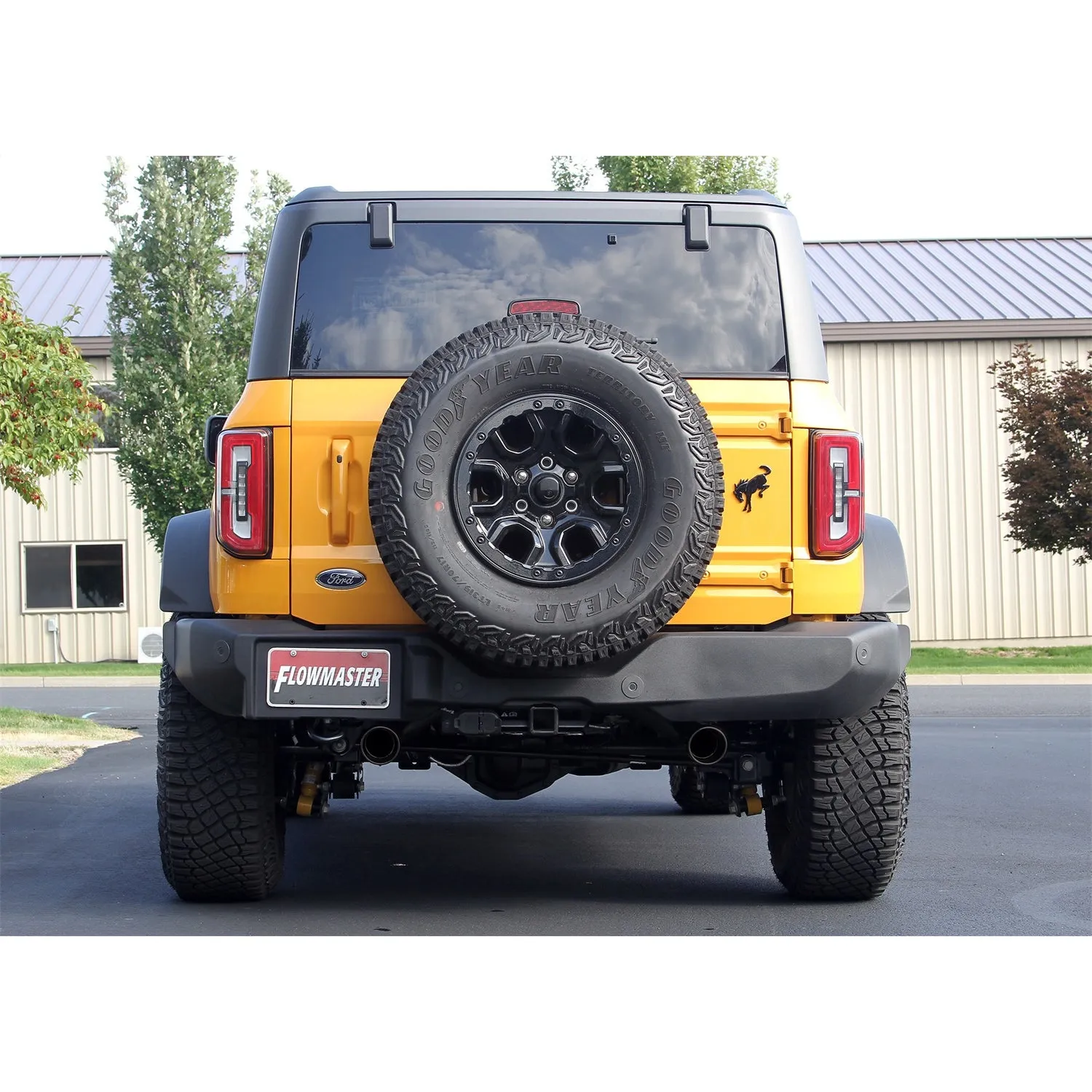 Flowmaster Outlaw Cat-Back Exhaust System - 3 in Diameter - Dual Rear Exit - 4 in Black Chrome Tips - Ford EcoBoost - Ford Midsize SUV 2021-22