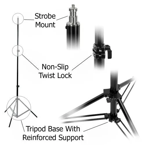 Fotodiox Heavy Duty Studio Light Stand FX-807, 10 Foot Stand with Spring Cushion for Studio Strobe, Lighting Fixtures