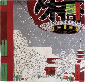 Furoshiki 19"- Ukiyoe Kinryuzan Temple Asakusa Kaminarimon Utagawa Hiroshige Grey