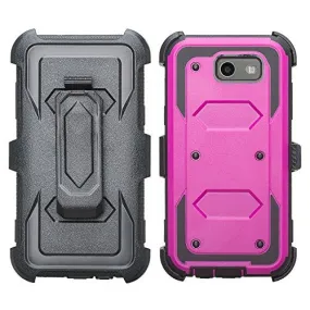 Galaxy J3 Emerge Case, Shockproof Armor   [Temper Glass Screen Protector] Heavy Duty Holster Shell Combo Case for Samsung Galaxy J3 Emerge - Purple/Black
