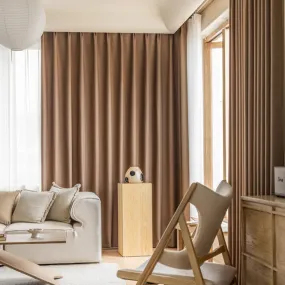 Genesis Linen Brown Blackout Insulated Custom Curtain