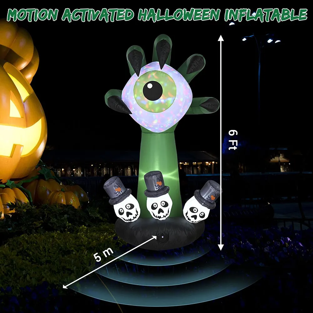 Halloween Inflatable Monster Hand Eyeball Music & 4 Modes