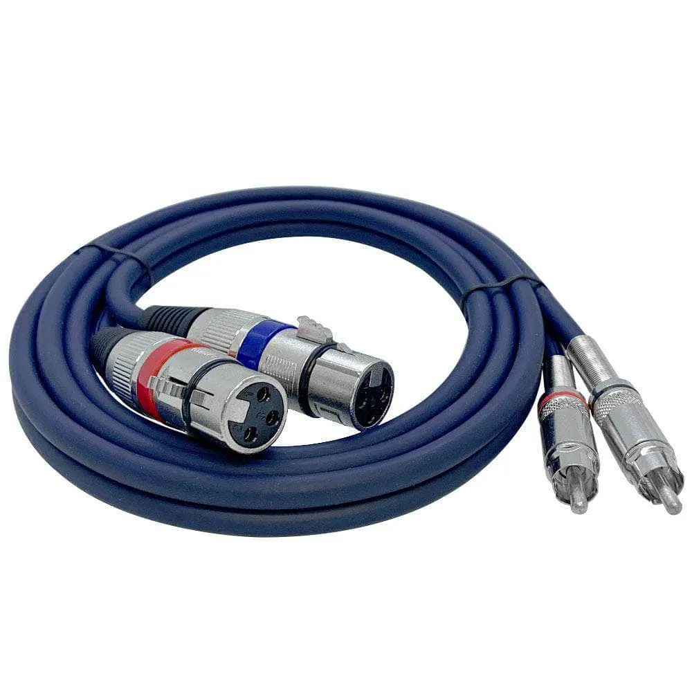 Heavy Duty 5 Foot Dual XLR to RCA Patch Cable, 2 XLR Female to 2 RCA Male Interconnect Patch Cord HiFi Stereo Pro Audio