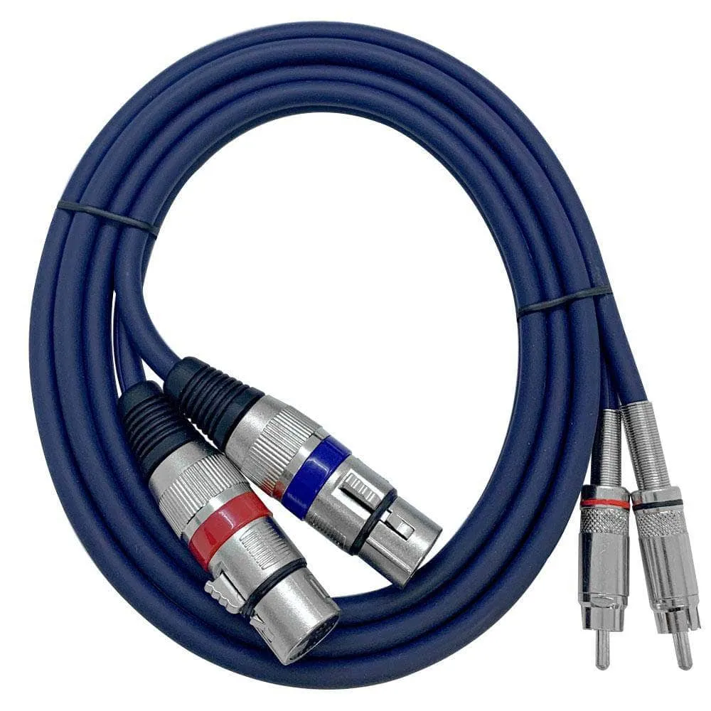 Heavy Duty 5 Foot Dual XLR to RCA Patch Cable, 2 XLR Female to 2 RCA Male Interconnect Patch Cord HiFi Stereo Pro Audio
