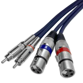 Heavy Duty 5 Foot Dual XLR to RCA Patch Cable, 2 XLR Female to 2 RCA Male Interconnect Patch Cord HiFi Stereo Pro Audio