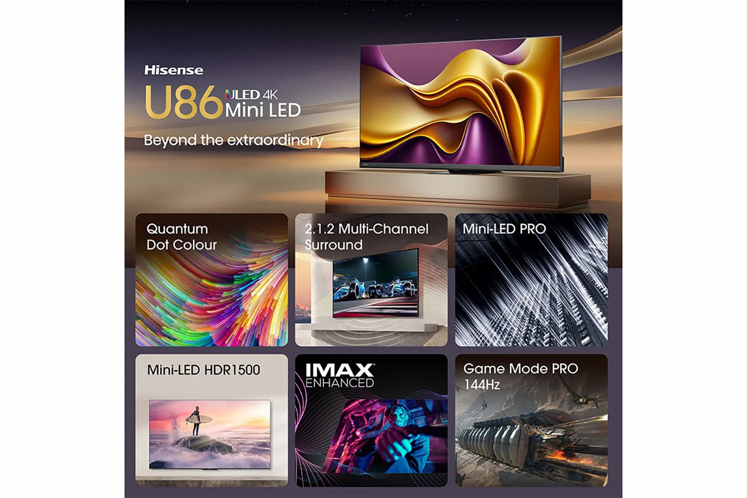 Hisense 55" U86 4K Mini LED Smart TV | 55U86KQTUK