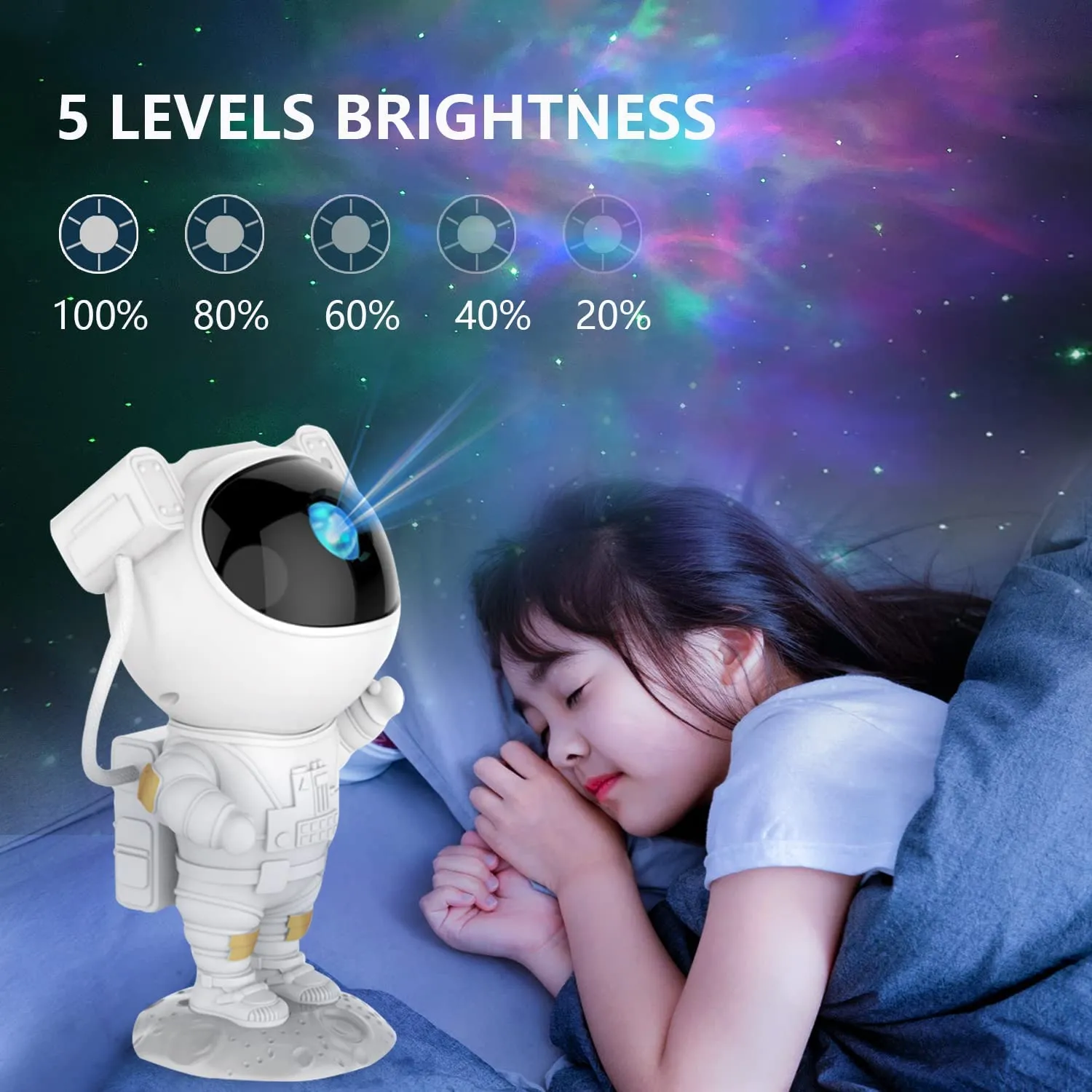 HIVAGI® Astronaut Star Projector Night Light - LED Nebula Lamp with Remote Control and Timer for Kids Room.