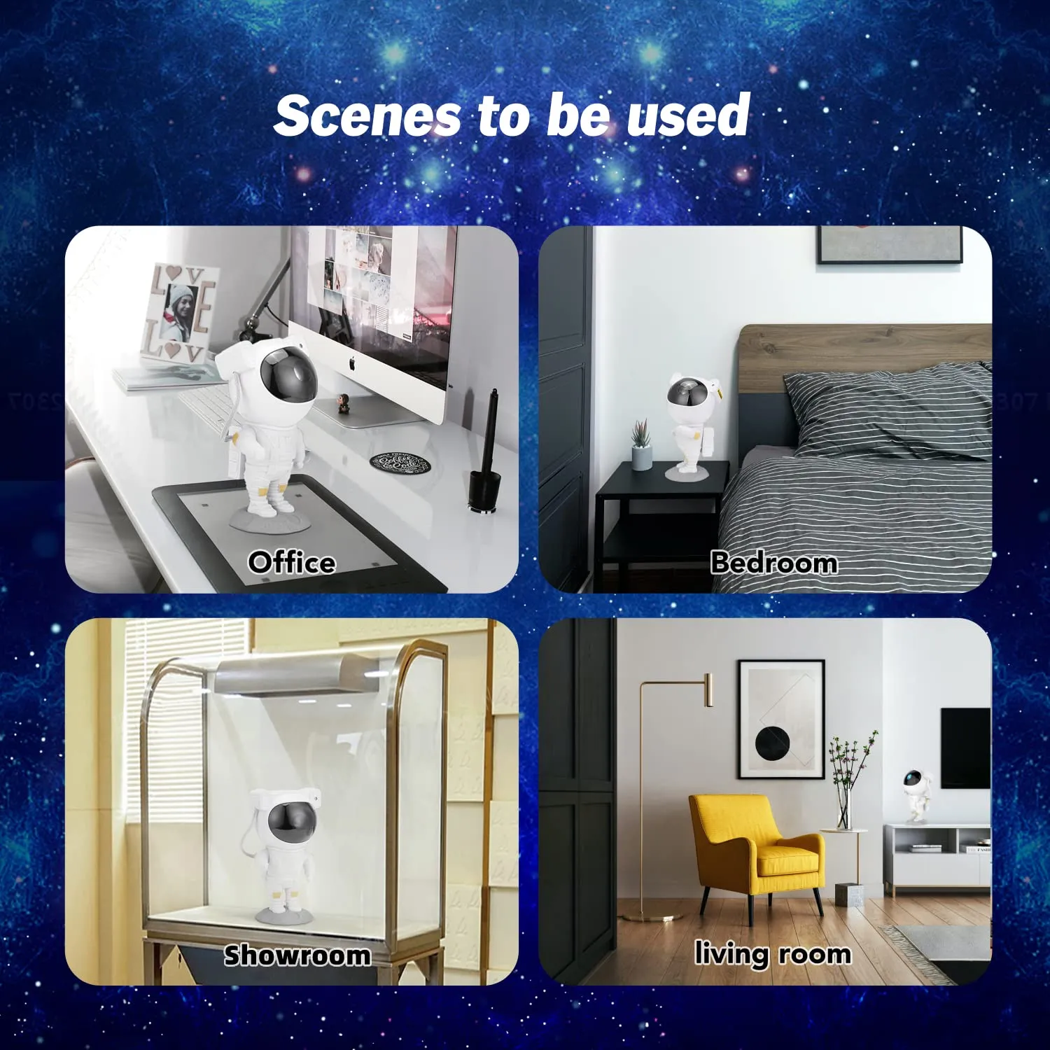 HIVAGI® Astronaut Star Projector Night Light - LED Nebula Lamp with Remote Control and Timer for Kids Room.