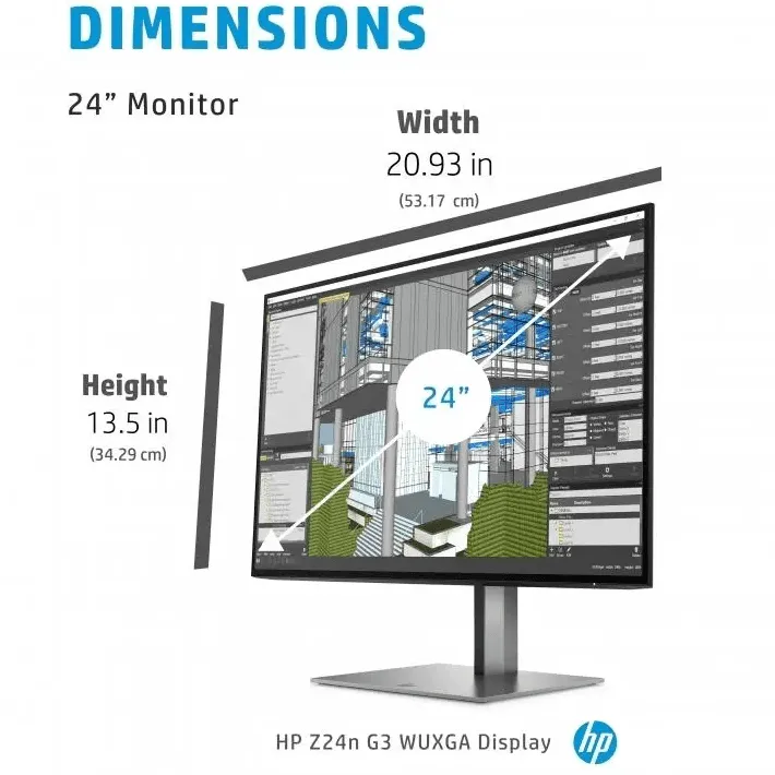 HP Z24N G3 24" WUXGA IPS 16:10 5msAdjustable Height Tilt Swivel Pivot Monitor