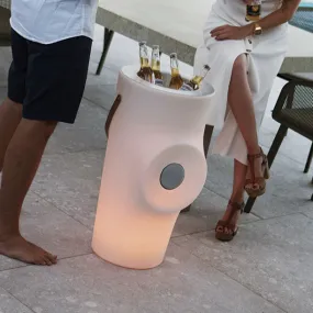 Illuminated bottle rack with speaker Woody