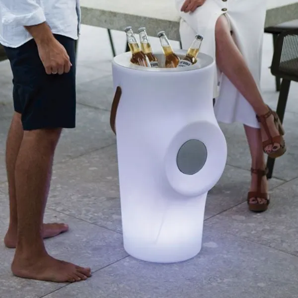 Illuminated bottle rack with speaker Woody