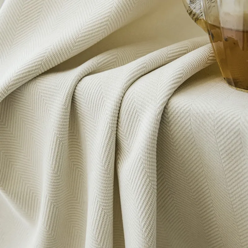 Iris Cream Chenille Herringbone Blackout Custom Curtain
