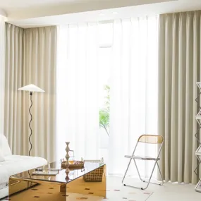 Iris Cream Chenille Herringbone Blackout Custom Curtain
