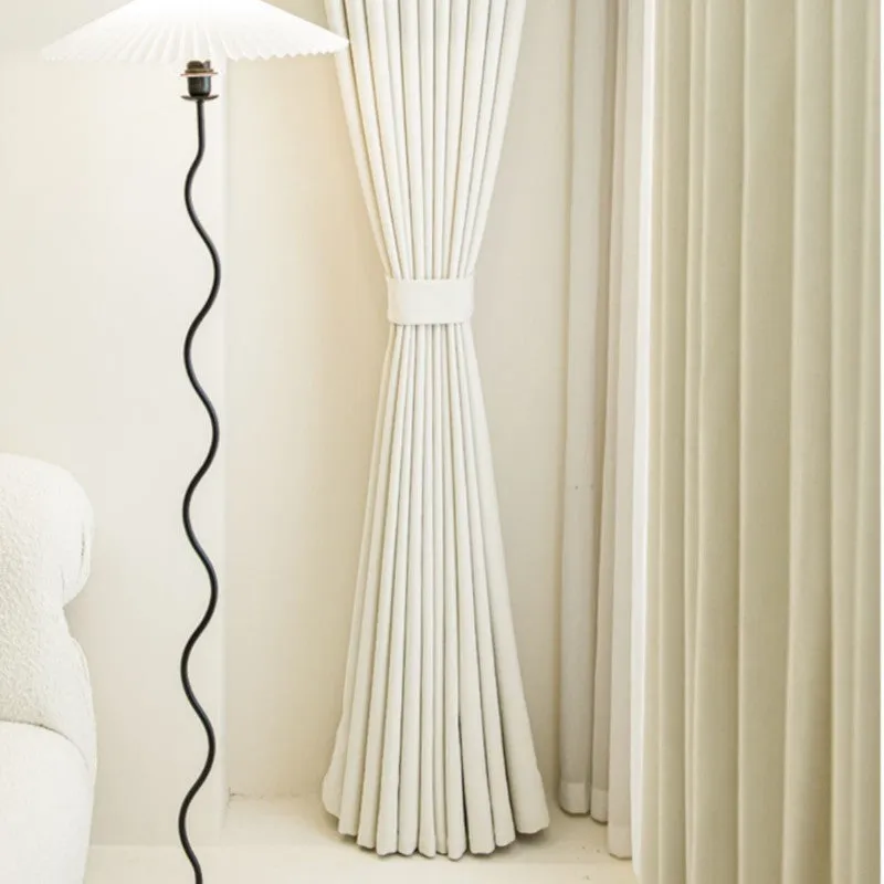 Iris Cream Chenille Herringbone Blackout Custom Curtain