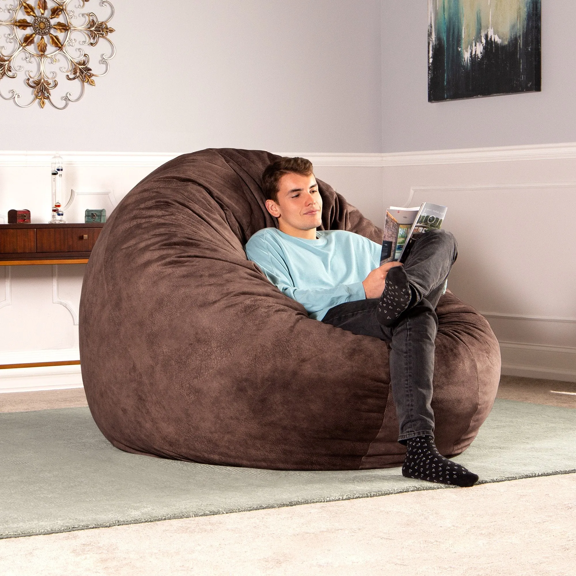 Jaxx 6' Cocoon Padded Microvelvet Bean Bag Chair